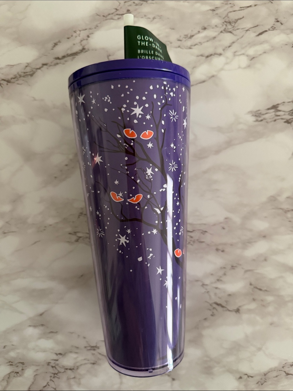 NWT Starbucks Fall Glow in the Dark Venti Cold Cup 24oz Purple Black